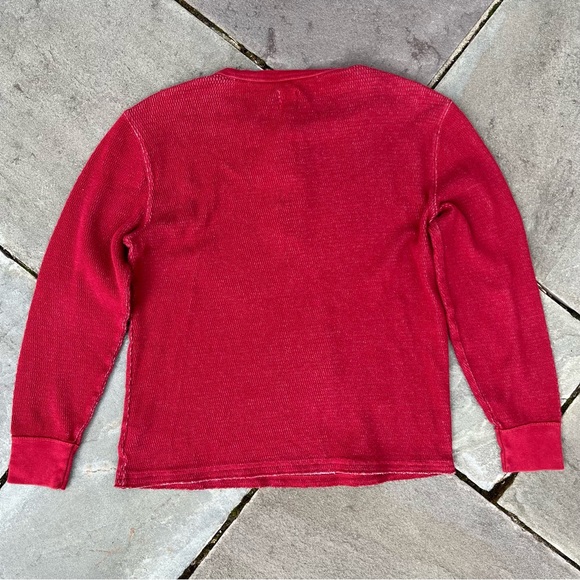 2 Tone Waffle Knit Thermal Henley Red and Light Grey 
Size Medium - Picture 2 of 6